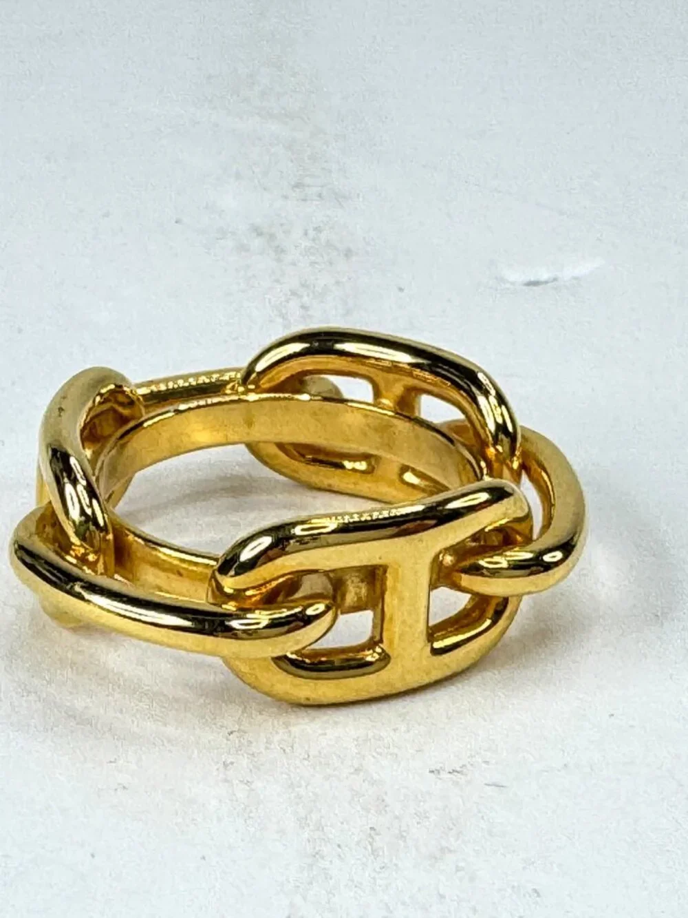 Vintage Hermès Gold Tone Chaîne d’Ancre Scarf Ring Chain Link Design GS860